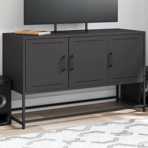 Tv-bord 100,5x39x60,5 cm stål sort