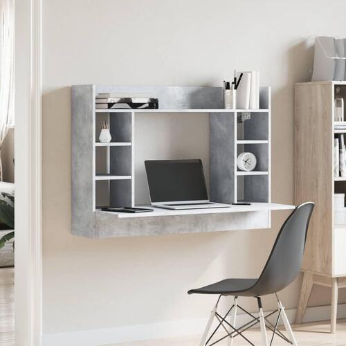 Væghængt skrivebord 105x48x75 cm konstrueret træ betongrå