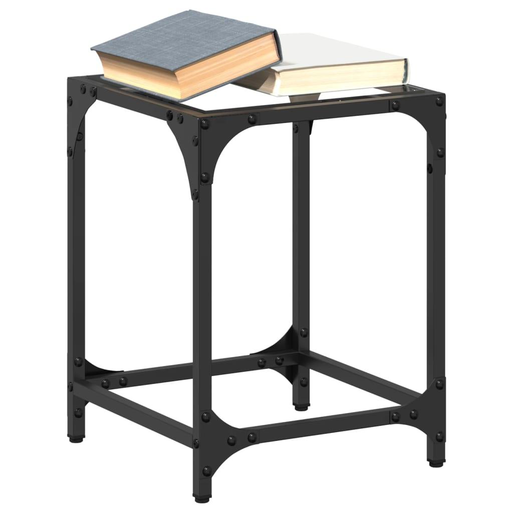 Sofaborde Med Transparent Glastop Stål - 2 / transparent glass / 30 x 30 x 40 cm