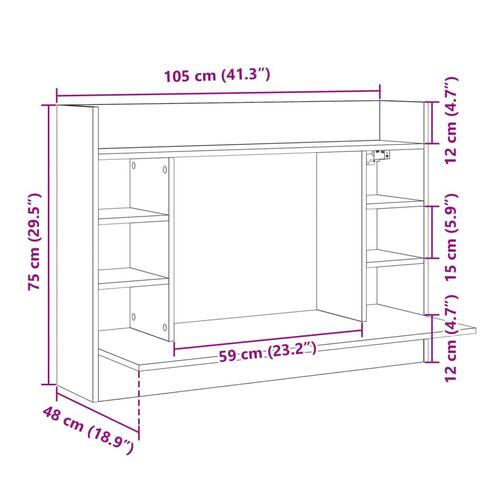 Væghængt skrivebord 105x48x75 cm konstrueret træ grå sonoma-eg
