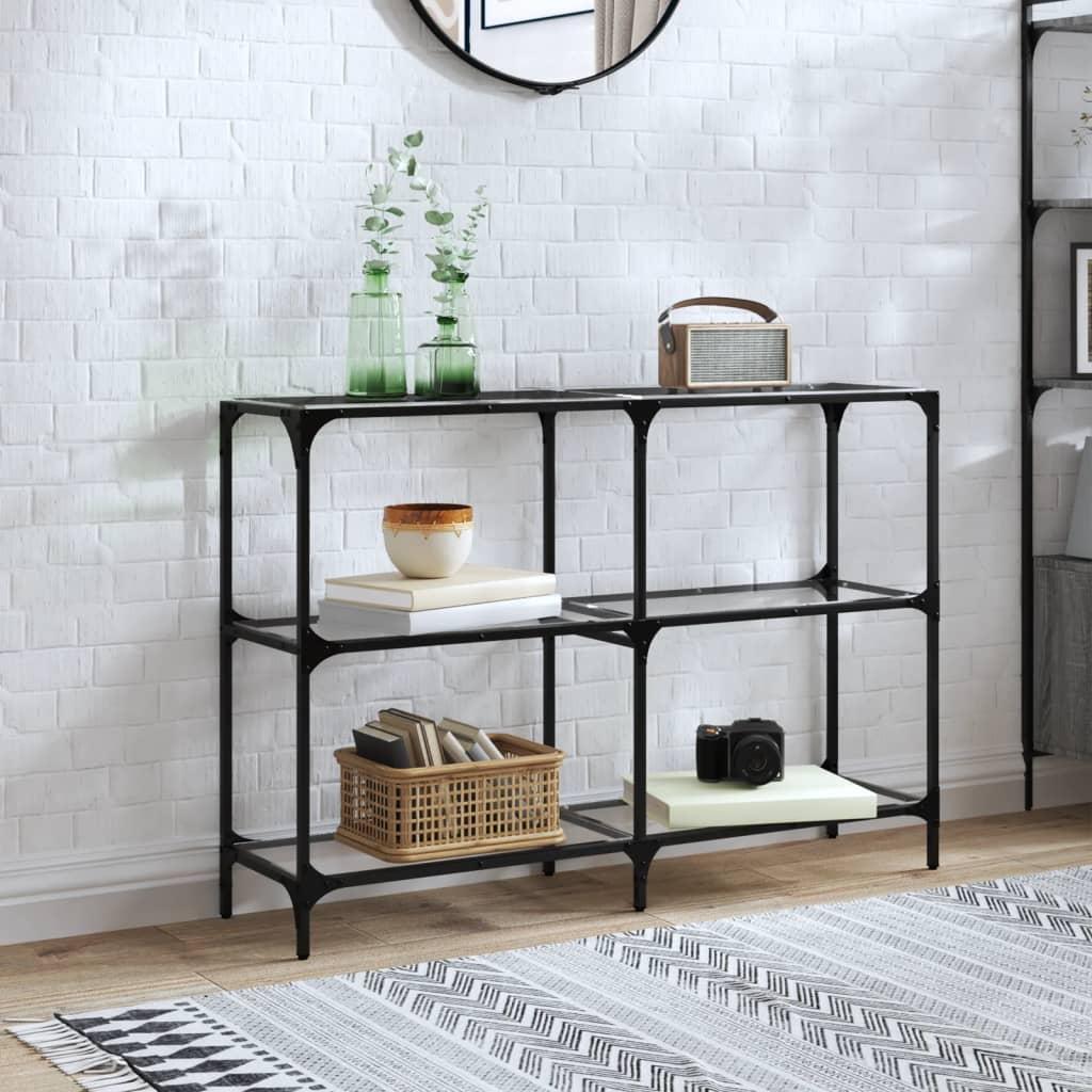 Konsolbord med transparent glastop 118,5x30x81 cm stål billede