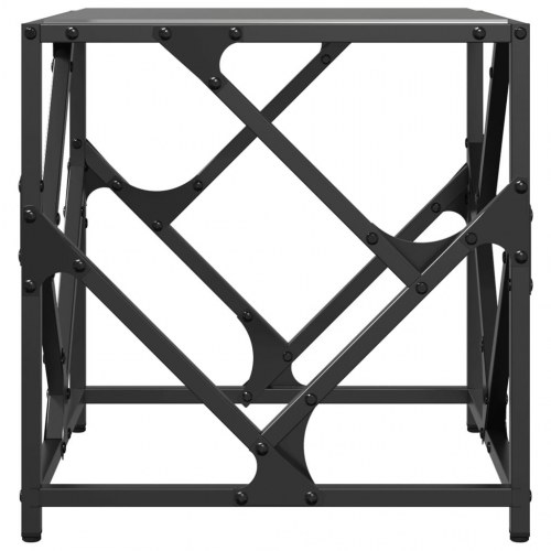 Sofabord med sort glastop 40x40x41 cm stål