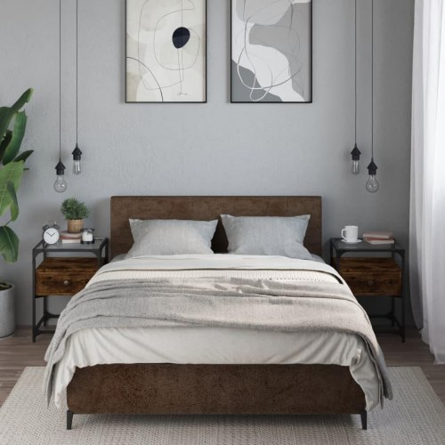 Sengeborde 2 stk. 40 x 40 x 55 cm - røget egetræ