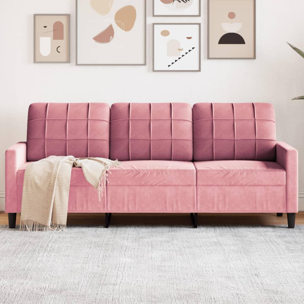 3-Personers Sofa Fløjl - 180 cm / Lyserød