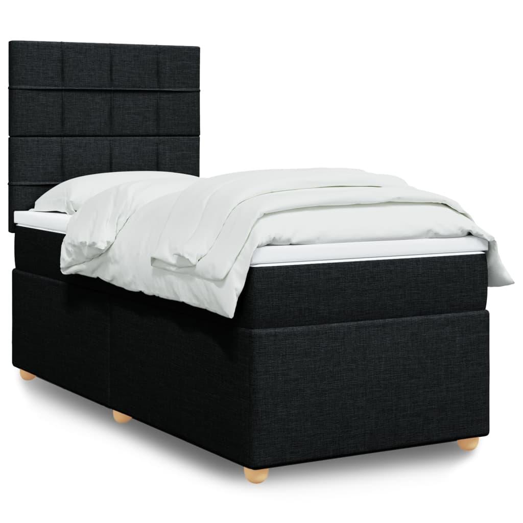 Kontinentalseng Med Madras Stof Sort - Blok med firkanter / 80 x 200 cm