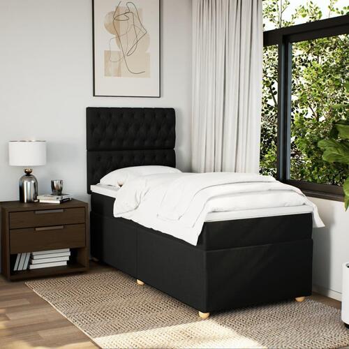 Kontinentalseng med madras 80x200 cm stof sort