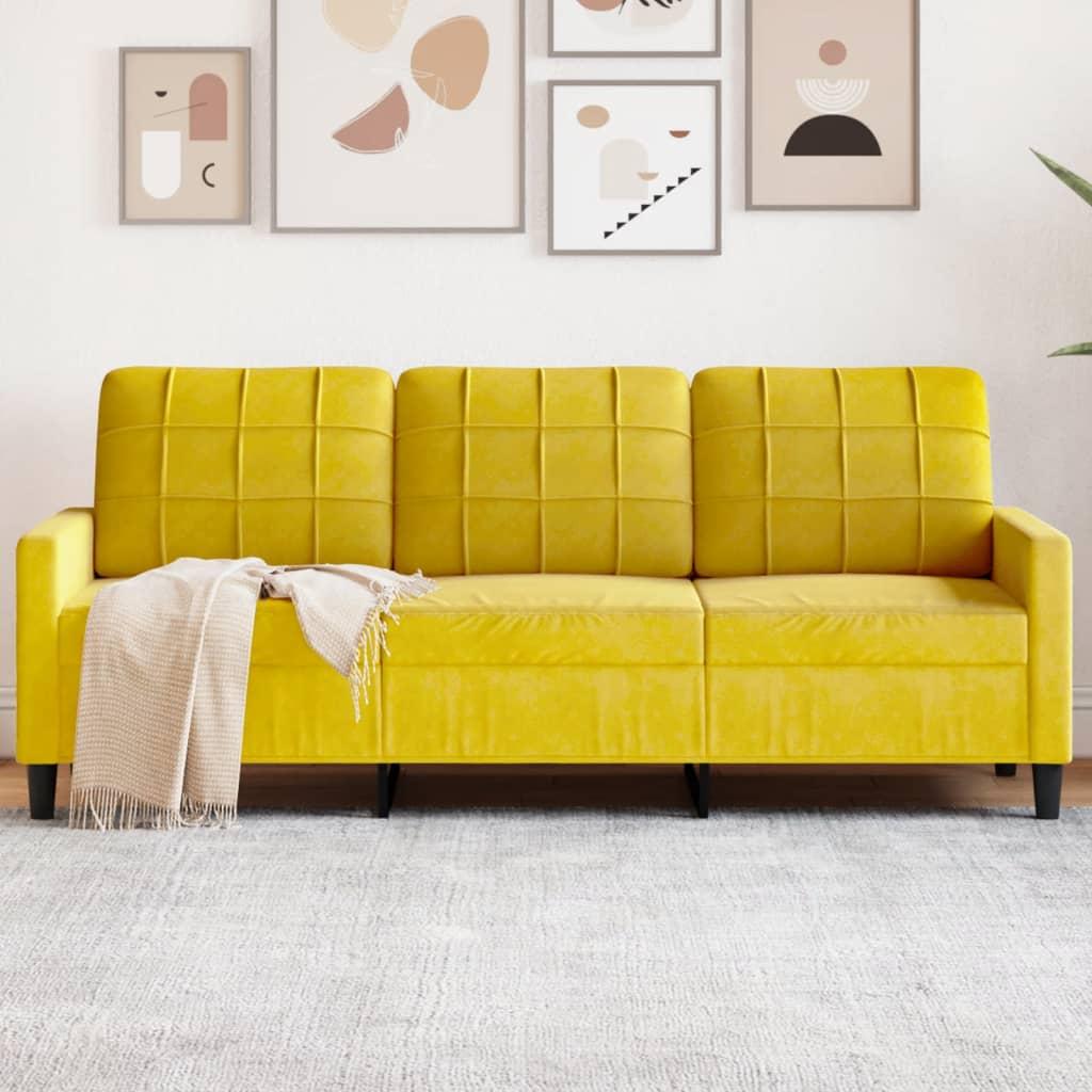 3-Personers Sofa Fløjl - 180 cm / Gul