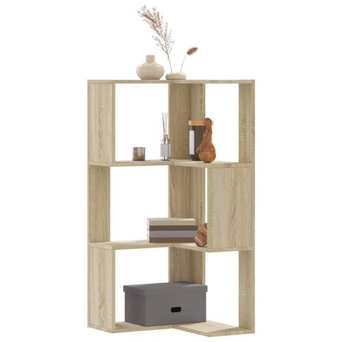 Bogreol til hjørne 50x50x102 cm 3 hylder konstrueret træ
