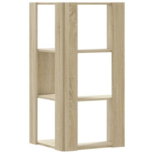 Bogreol til hjørne 50x50x102 cm 3 hylder konstrueret træ