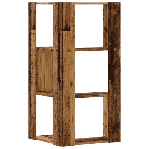 Bogreol til hjørne 50x50x102 cm 3 hylder konstrueret træ