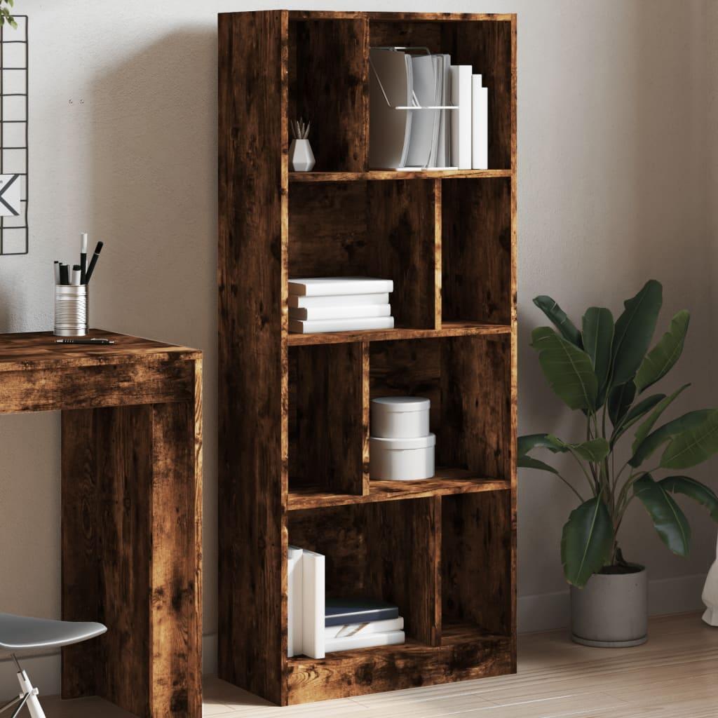 Bogreol 57x28,5x141 cm konstrueret træ røget egetræsfarve