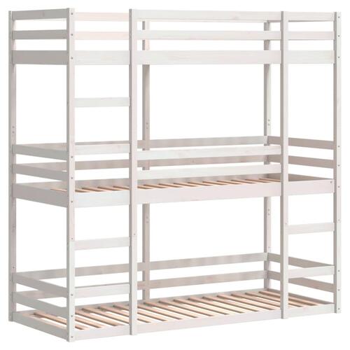 Tredobbelt køjeseng 90x190 cm massivt fyrretræ hvid