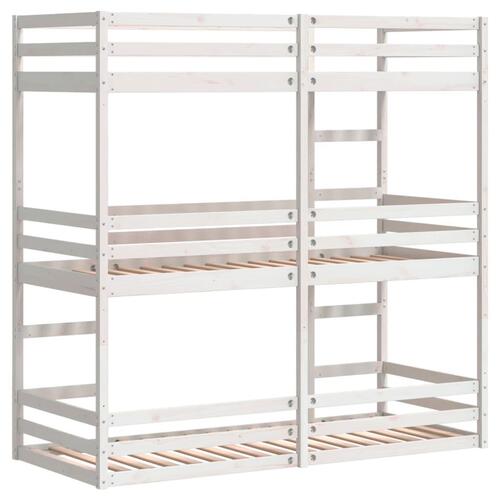 Tredobbelt køjeseng 90x190 cm massivt fyrretræ hvid