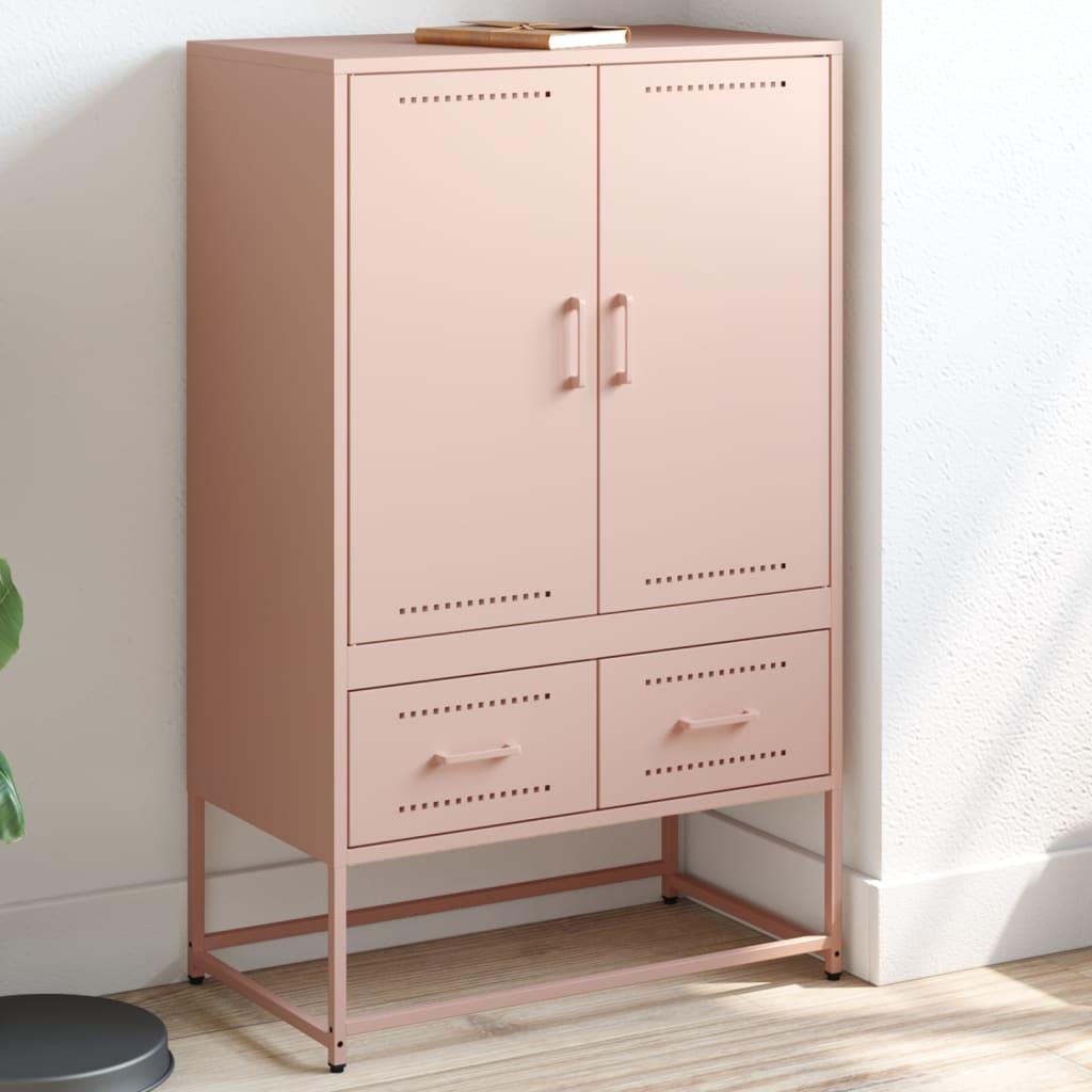 Højskab i stål 68 × 39 × 111,5 cm - lyserød med låger og skuffer