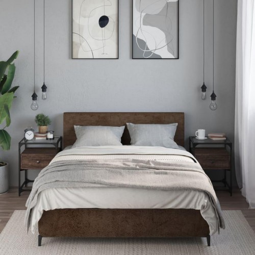Sengeborde 2 stk. i brunt egetræ 40 x 40 x 55 cm