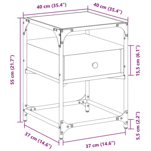 Sengeborde 2 stk. i brunt egetræ 40 x 40 x 55 cm