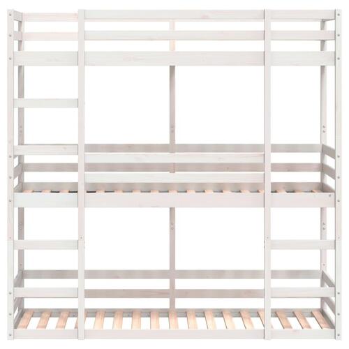 Tredobbelt køjeseng 90x200 cm massivt fyrretræ hvid
