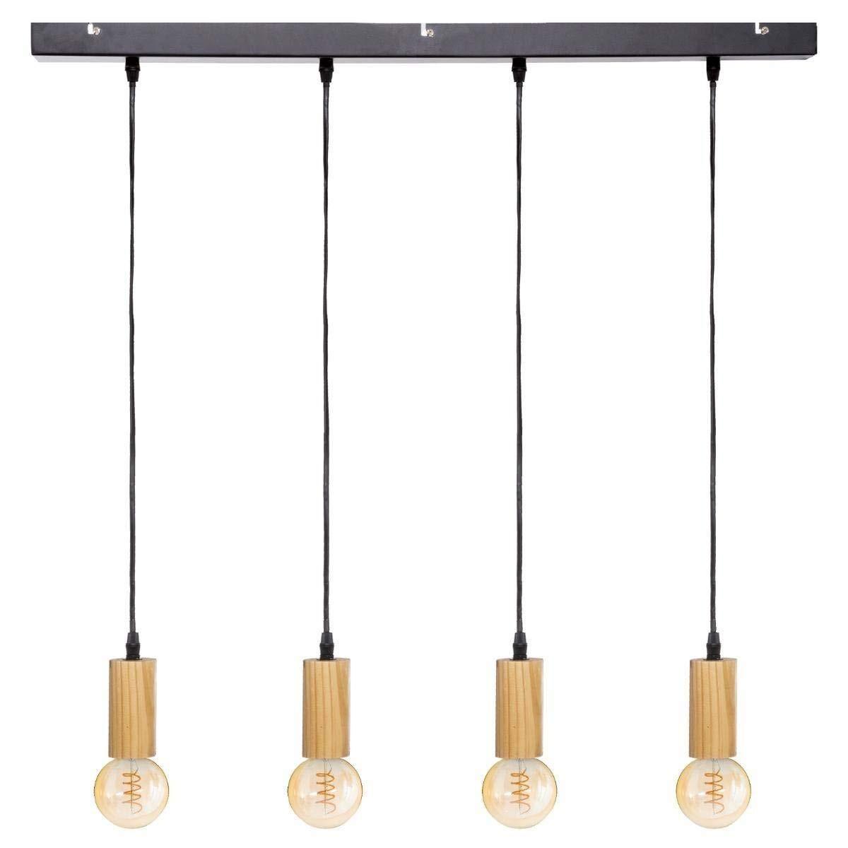 Loftslampe Atmosphera Ays 110 x 100 x 6 cm Sort Metal Træ 240 V 25 W 220-240 V