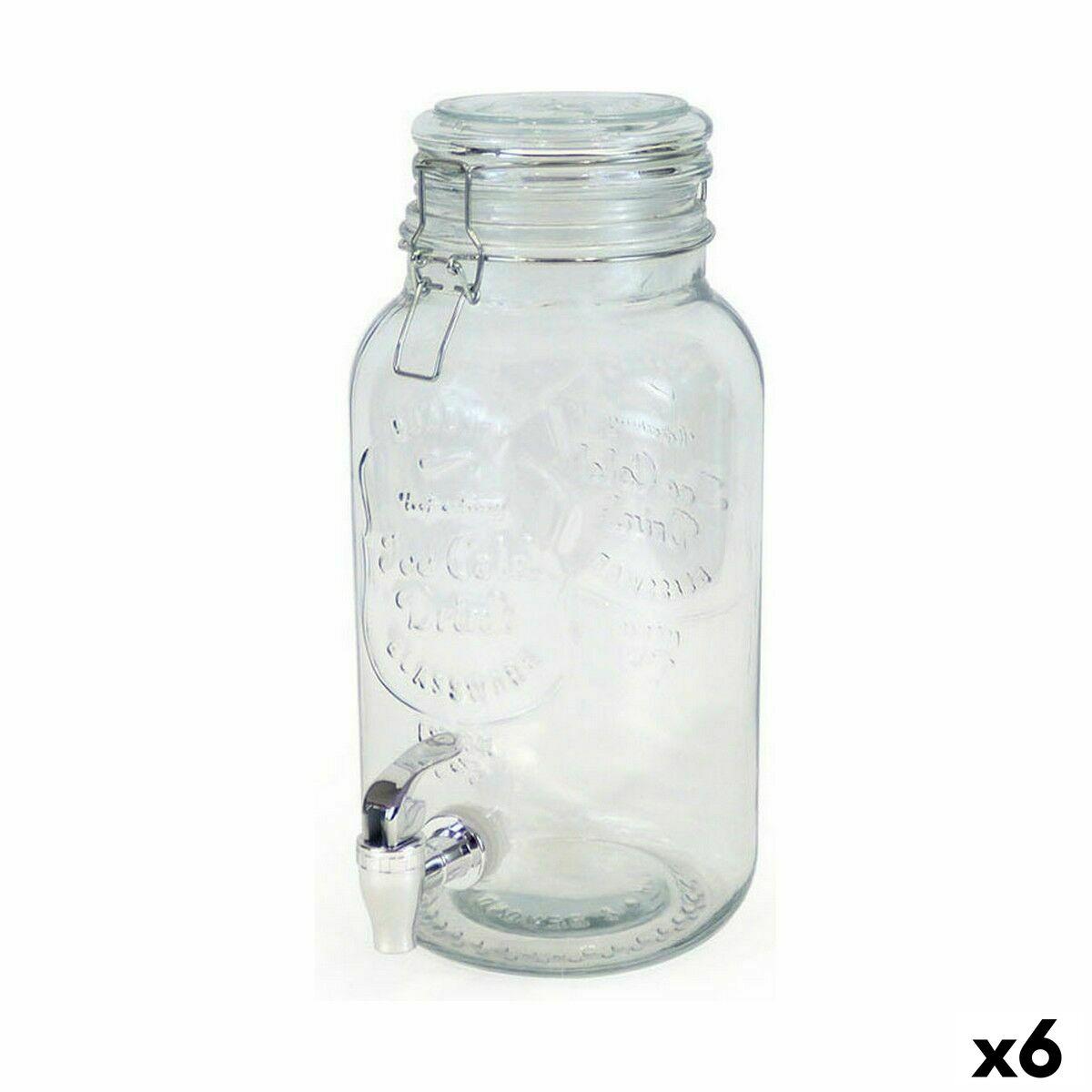 Drinksdispenser med hane - glas, 4 l (6 stk.)