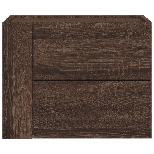 Væghængt sengebord med 2 skuffer 45 x 30 x 35 cm - brun egetræsfarve