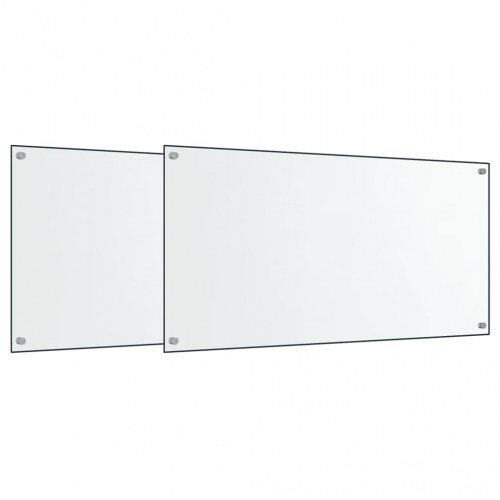 Stænkplader 2 stk. 80x60 cm hærdet glas gennemsigtig