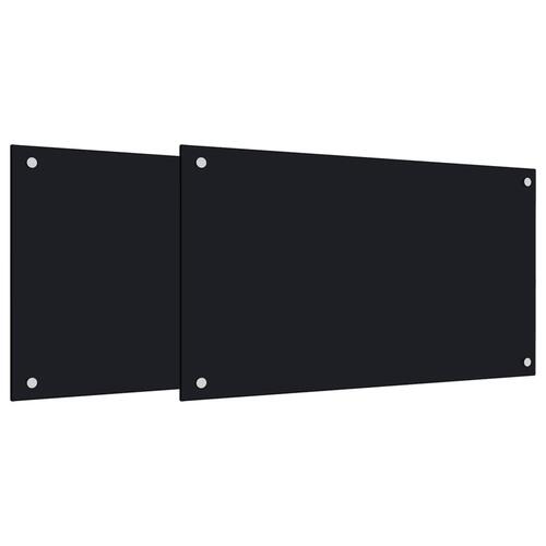 Stænkplader 2 stk. 70x50 cm hærdet glas sort