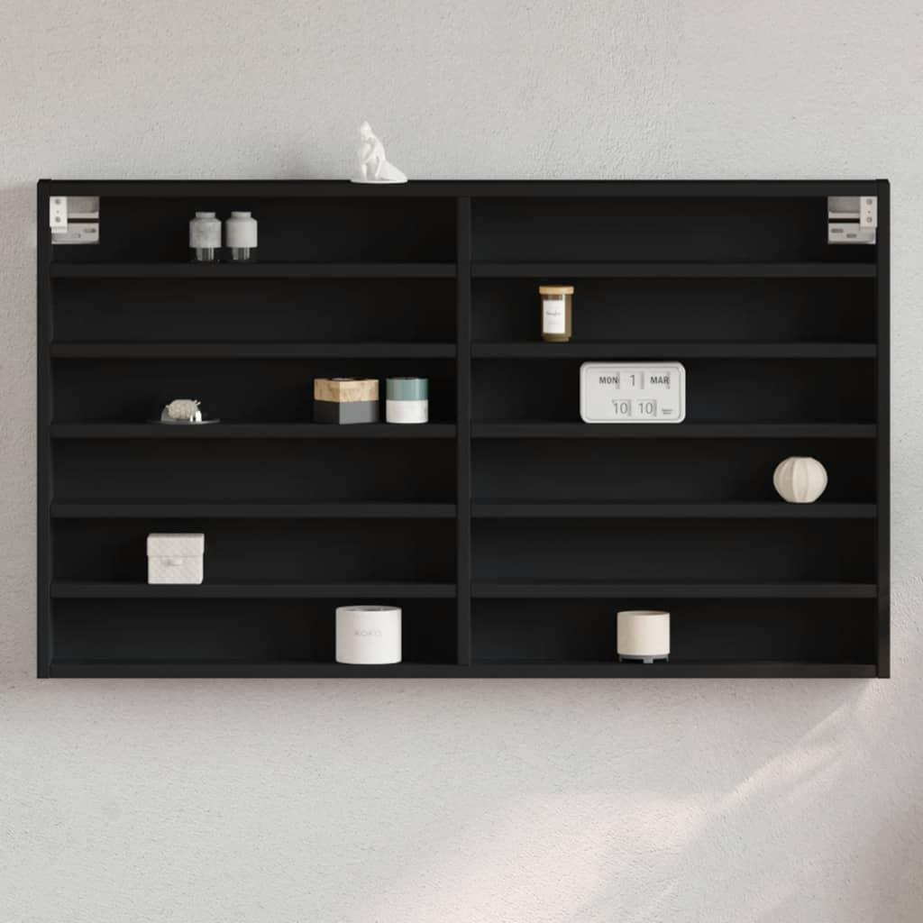 Vitrineskab 100x8,5x58 cm konstrueret træ sort