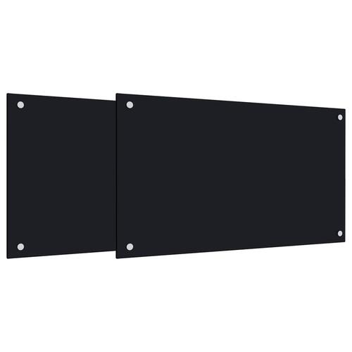 Stænkplader 2 stk. 70x60 cm hærdet glas sort