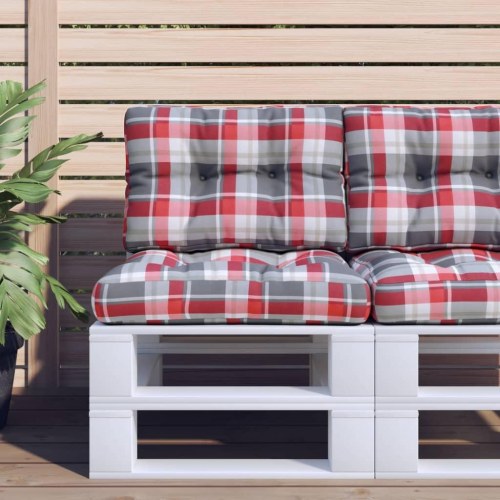 Pallehynde 60 × 40 × 12 cm - stof med rødternet mønster