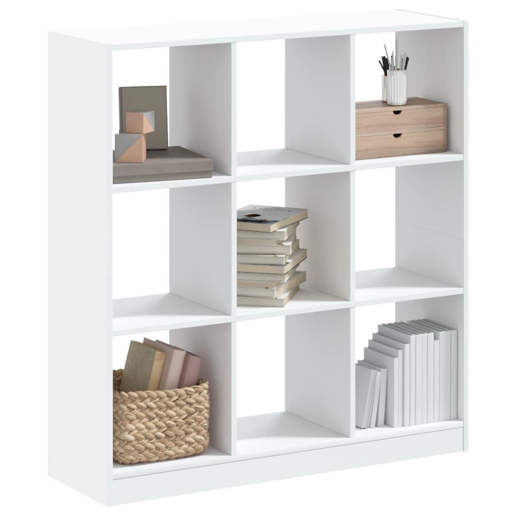 Bogreol med 9 rum - hvid, 102×32×108 cm konstrueret træ