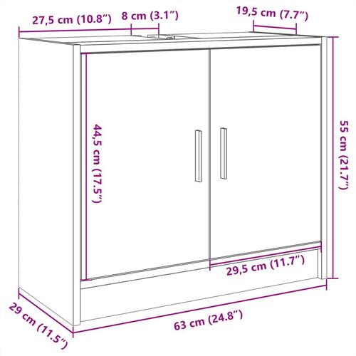 Underskab til håndvask 63x29x55 cm konstrueret træ hvid