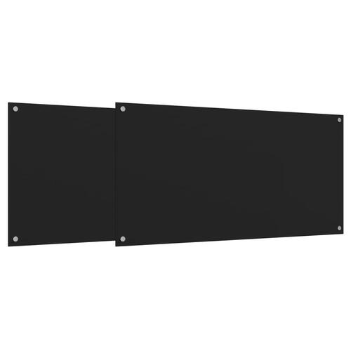 Stænkplader 2 stk. 80x50 cm hærdet glas sort