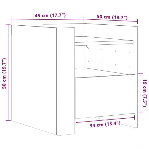 Sengebord 45 x 50 x 50 cm - hvid