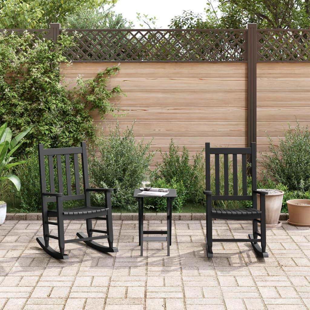 Gyngestole til børn 2 stk massivt poppeltræ sort billede