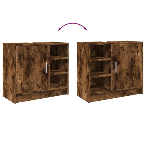 Underskab til håndvask 63x29x55 cm konstrueret træ røget eg