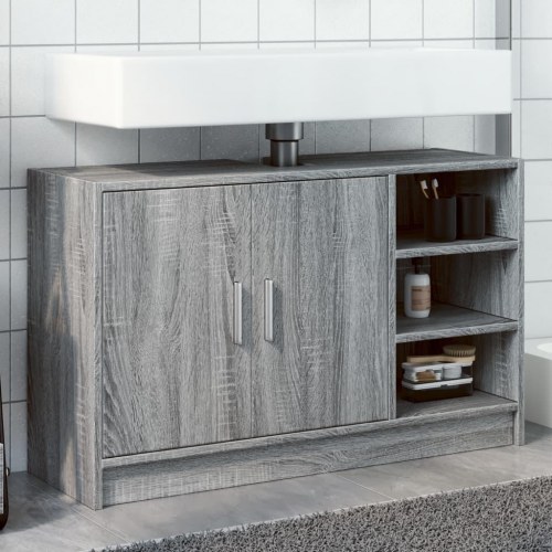 Skab til håndvask 90x29x55 cm konstrueret træ grå sonoma-eg