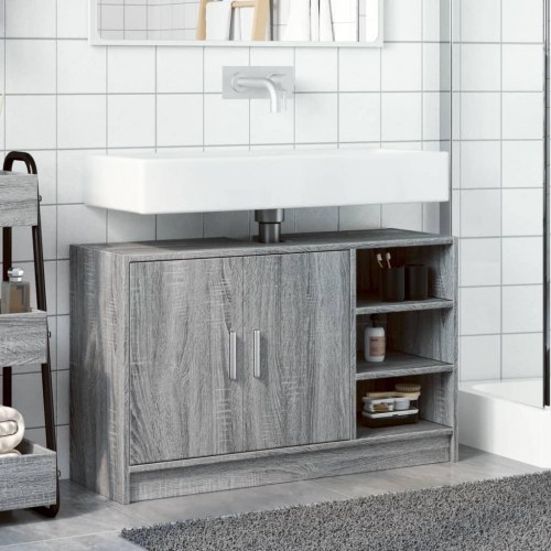 Skab til håndvask 90x29x55 cm konstrueret træ grå sonoma-eg