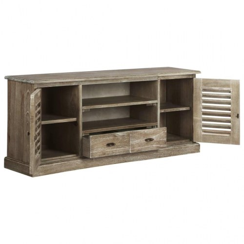 Tv-skab 145×35×60 cm i massivt minditræ - retro tv-bord med opbevaring