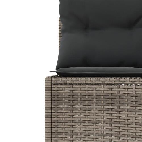 Havesofa med hynder halvrund polyrattan grå