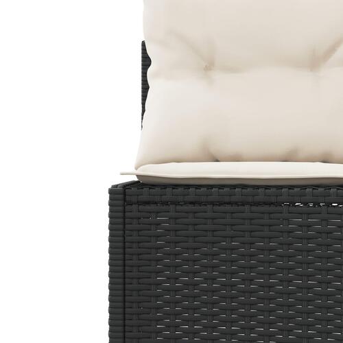 Havesofa med hynder rund polyrattan sort