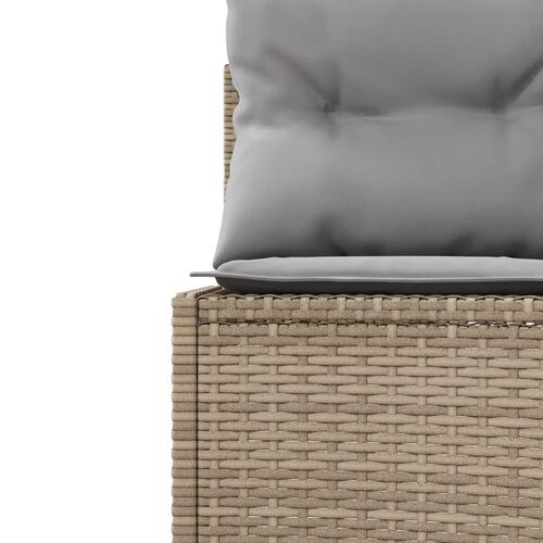 Havesofa med hynder rund polyrattan beige
