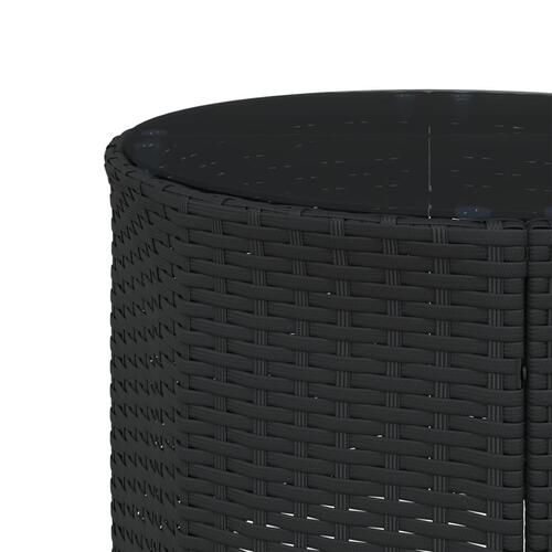 Havesofa med bord og hynder rund polyrattan sort