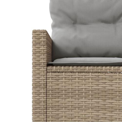 Havesofa med bord og hynder rund polyrattan beige