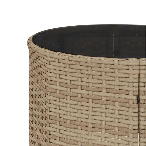 Havesofa med bord og hynder rund polyrattan beige