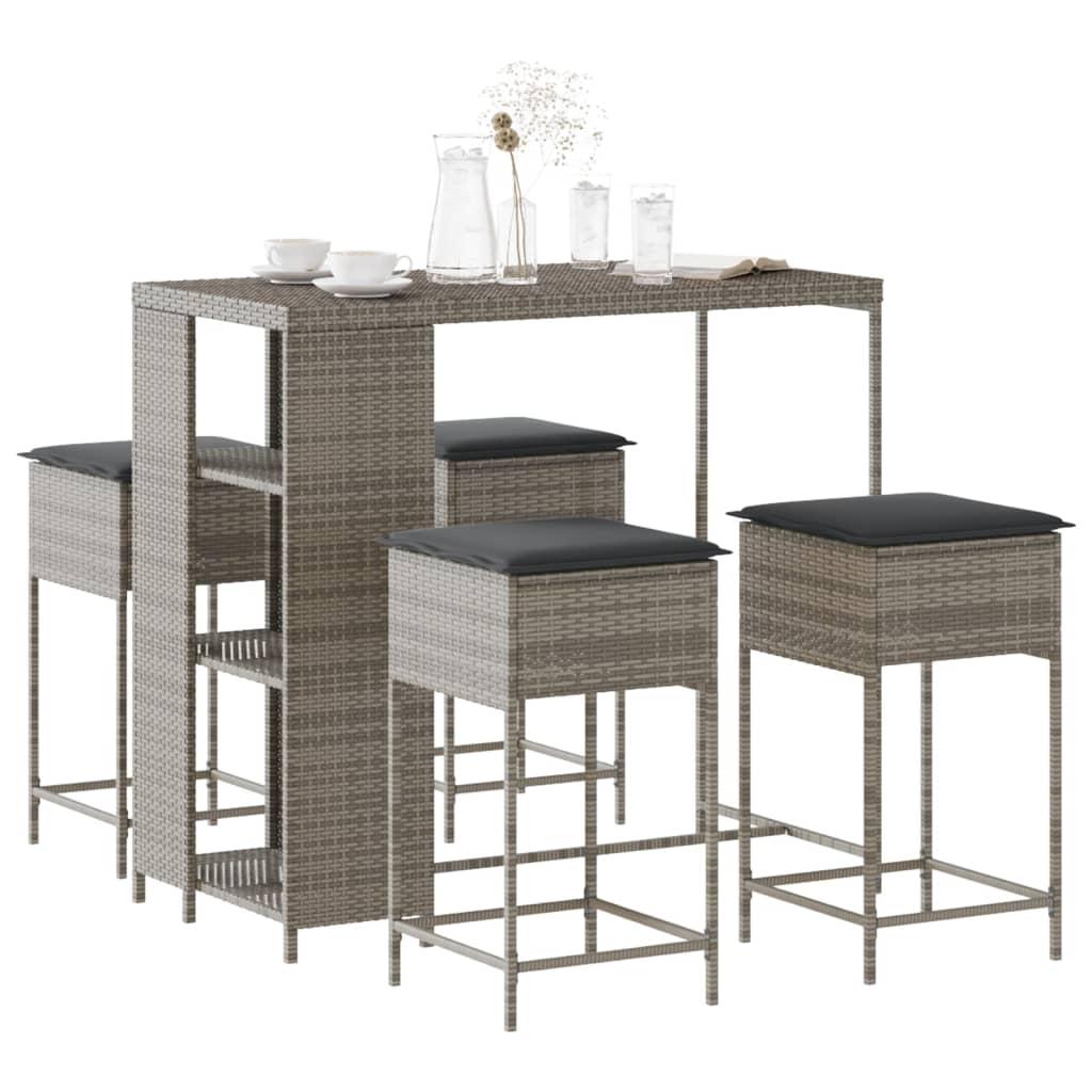 Barsæt Til Haven 3 Dele Med Hynder Polyrattan - 4 / Grå / Rattan