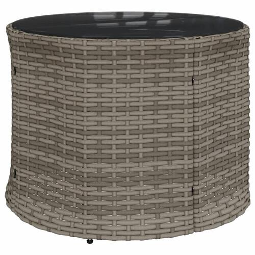 Sofasæt til haven 3 dele halvrund polyrattan grå