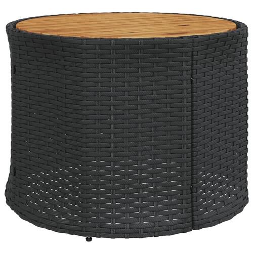 Havesofa med bord og hynder rund polyrattan sort