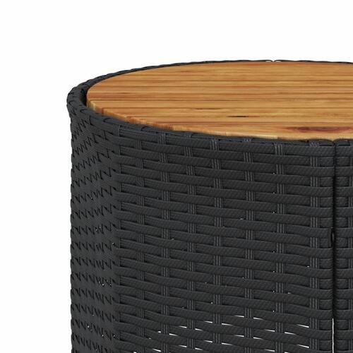 Havesofa med bord og hynder rund polyrattan sort