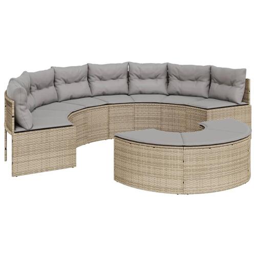 Sofasæt til haven 2 dele halvrund polyrattan beige