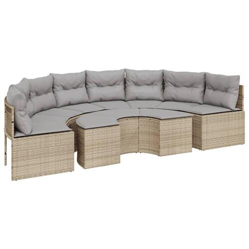 Sofasæt til haven 2 dele halvrund polyrattan beige